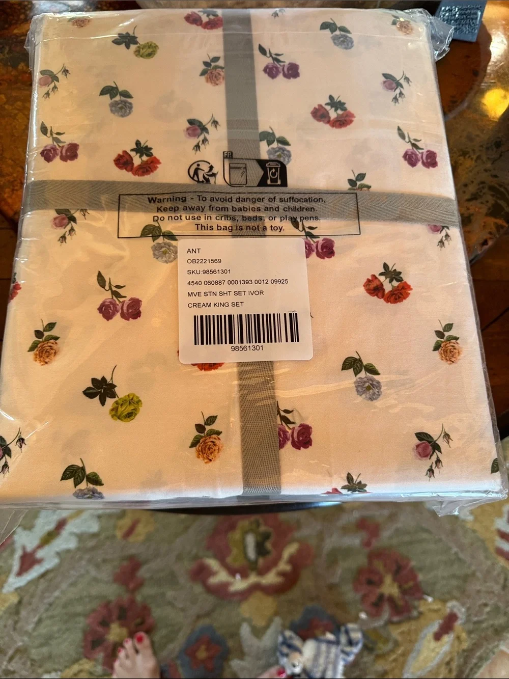 Anthropologie Organic Cotton Sateen Printed King Sheet Set